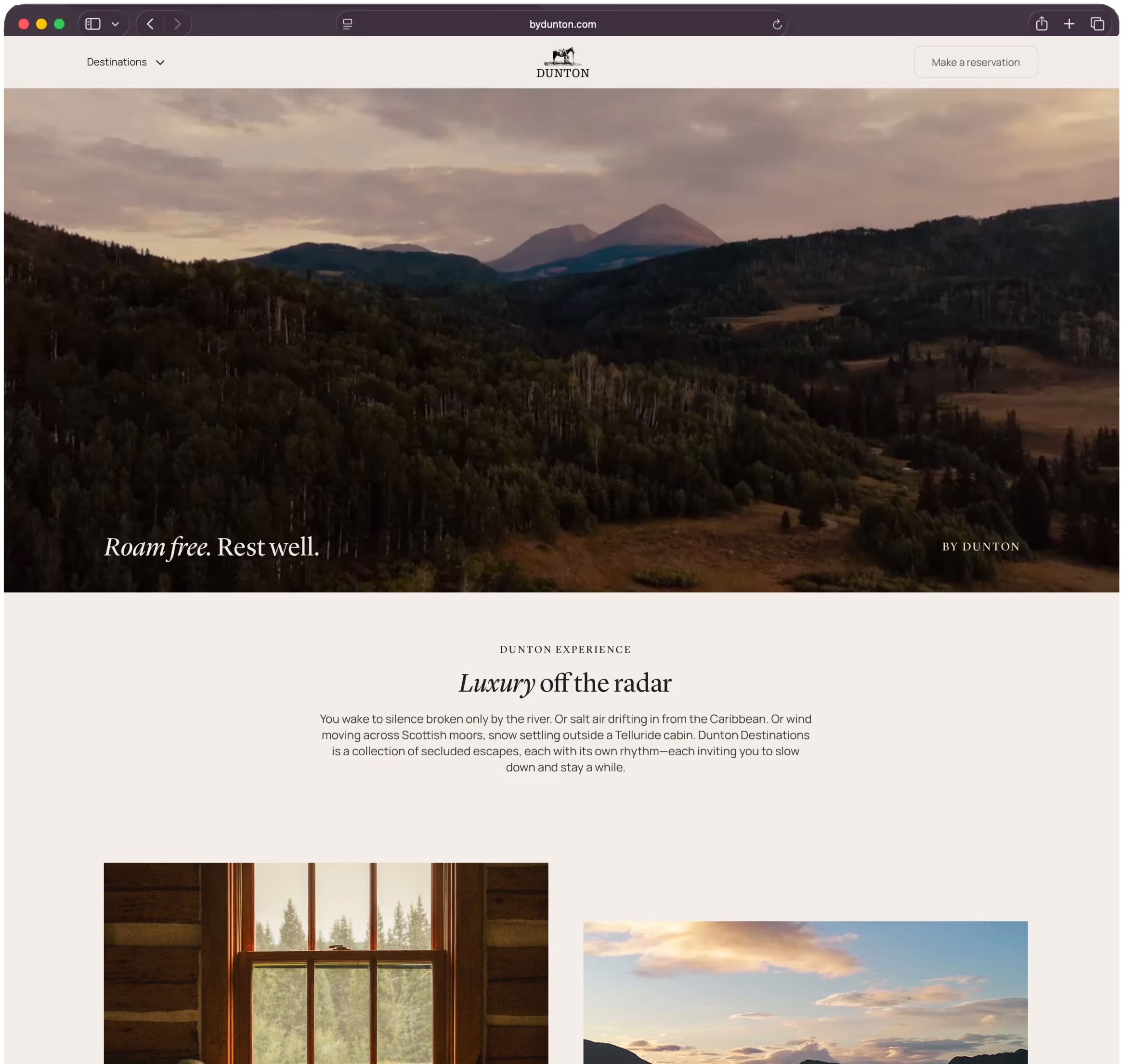 Bydunton website homepage luxury off the radar